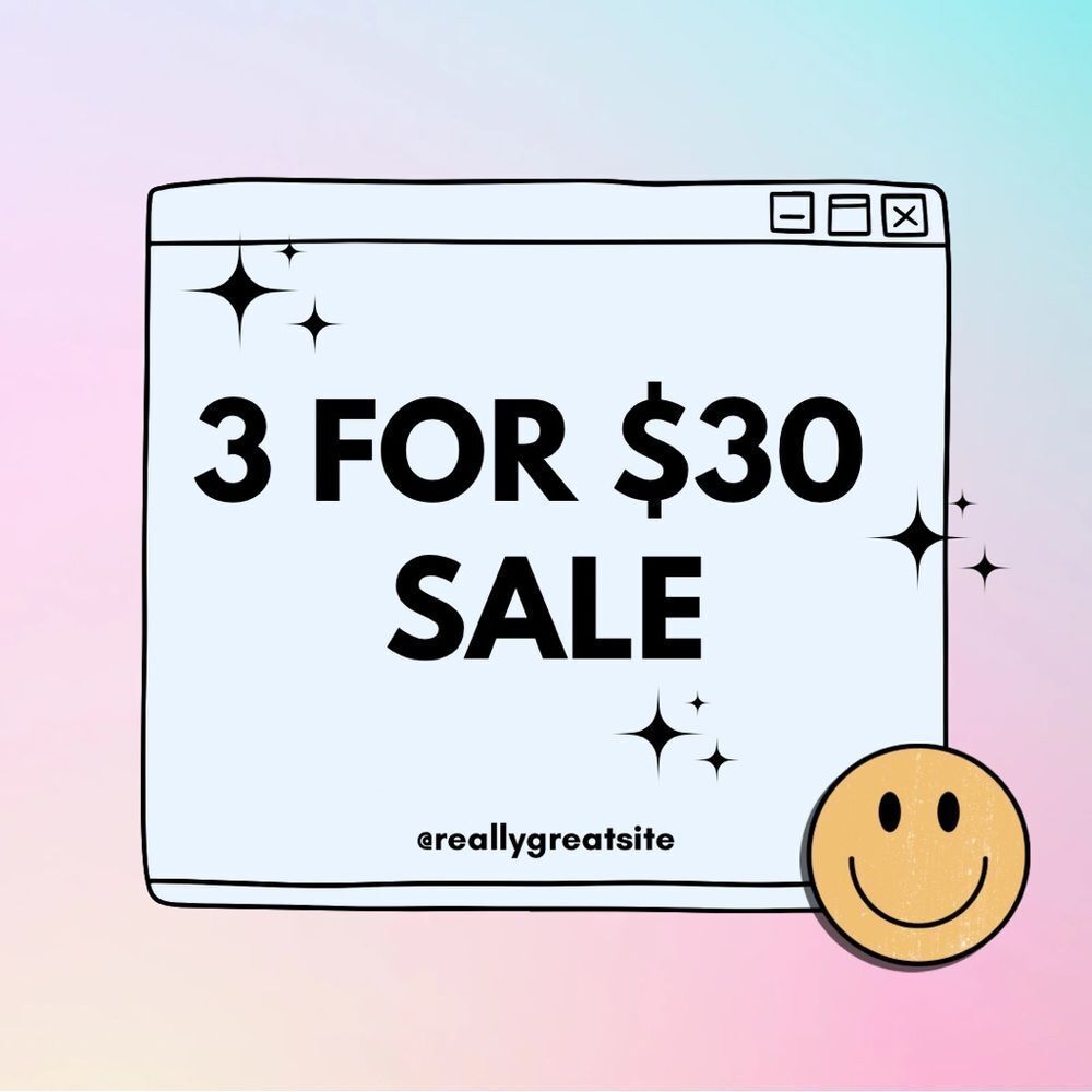 😊 3/$30 Add 3 items that have “😊 3/$30” to your bundle & I’ll mark down to $30